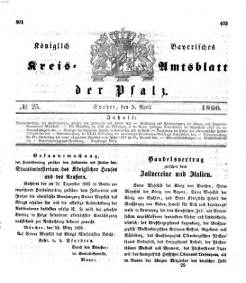 Königlich-bayerisches Kreis-Amtsblatt der Pfalz (Königlich bayerisches Amts- und Intelligenzblatt für die Pfalz) Donnerstag 5. April 1866