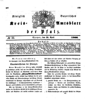 Königlich-bayerisches Kreis-Amtsblatt der Pfalz (Königlich bayerisches Amts- und Intelligenzblatt für die Pfalz) Donnerstag 26. April 1866