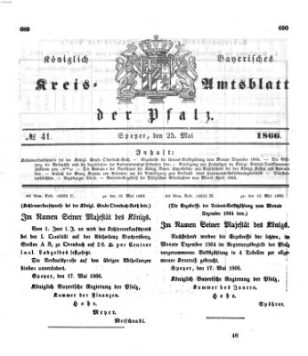 Königlich-bayerisches Kreis-Amtsblatt der Pfalz (Königlich bayerisches Amts- und Intelligenzblatt für die Pfalz) Freitag 25. Mai 1866