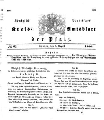 Königlich-bayerisches Kreis-Amtsblatt der Pfalz (Königlich bayerisches Amts- und Intelligenzblatt für die Pfalz) Freitag 3. August 1866