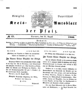 Königlich-bayerisches Kreis-Amtsblatt der Pfalz (Königlich bayerisches Amts- und Intelligenzblatt für die Pfalz) Freitag 31. August 1866