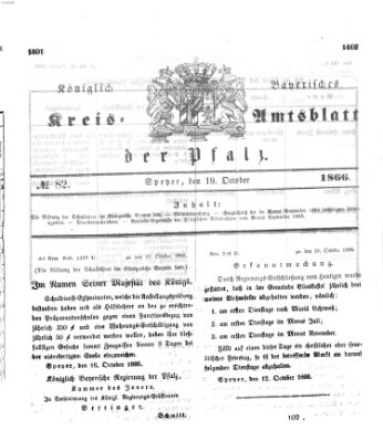 Königlich-bayerisches Kreis-Amtsblatt der Pfalz (Königlich bayerisches Amts- und Intelligenzblatt für die Pfalz) Freitag 19. Oktober 1866