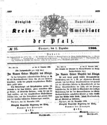 Königlich-bayerisches Kreis-Amtsblatt der Pfalz (Königlich bayerisches Amts- und Intelligenzblatt für die Pfalz) Samstag 1. Dezember 1866