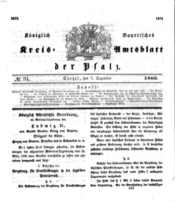 Königlich-bayerisches Kreis-Amtsblatt der Pfalz (Königlich bayerisches Amts- und Intelligenzblatt für die Pfalz) Freitag 7. Dezember 1866