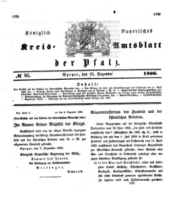 Königlich-bayerisches Kreis-Amtsblatt der Pfalz (Königlich bayerisches Amts- und Intelligenzblatt für die Pfalz) Samstag 15. Dezember 1866