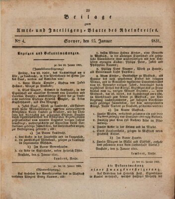 Amts- und Intelligenzblatt des Königlich Bayerischen Rheinkreises (Königlich bayerisches Amts- und Intelligenzblatt für die Pfalz) Samstag 15. Januar 1831