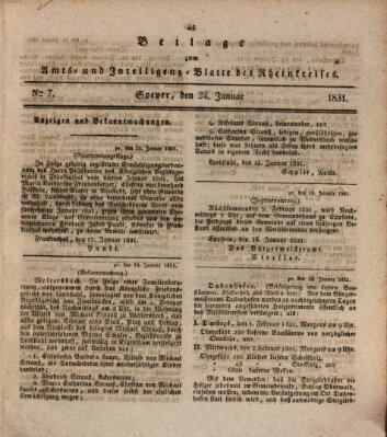 Amts- und Intelligenzblatt des Königlich Bayerischen Rheinkreises (Königlich bayerisches Amts- und Intelligenzblatt für die Pfalz) Montag 24. Januar 1831