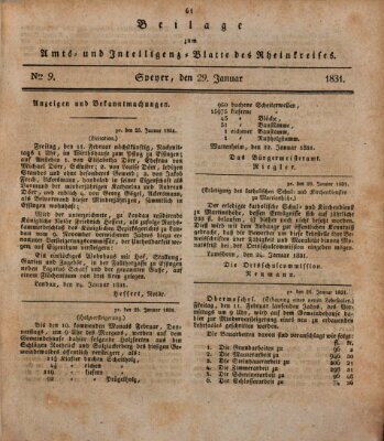 Amts- und Intelligenzblatt des Königlich Bayerischen Rheinkreises (Königlich bayerisches Amts- und Intelligenzblatt für die Pfalz) Samstag 29. Januar 1831