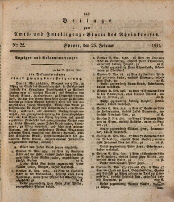 Amts- und Intelligenzblatt des Königlich Bayerischen Rheinkreises (Königlich bayerisches Amts- und Intelligenzblatt für die Pfalz) Freitag 25. Februar 1831