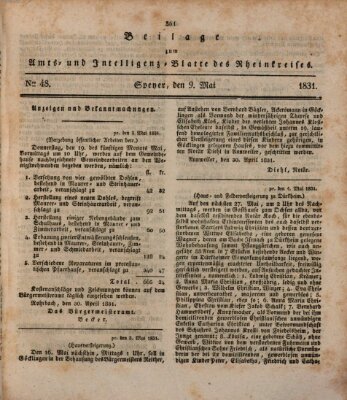 Amts- und Intelligenzblatt des Königlich Bayerischen Rheinkreises (Königlich bayerisches Amts- und Intelligenzblatt für die Pfalz) Montag 9. Mai 1831