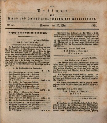 Amts- und Intelligenzblatt des Königlich Bayerischen Rheinkreises (Königlich bayerisches Amts- und Intelligenzblatt für die Pfalz) Sonntag 15. Mai 1831