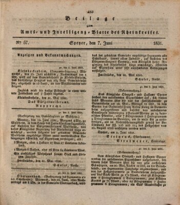 Amts- und Intelligenzblatt des Königlich Bayerischen Rheinkreises (Königlich bayerisches Amts- und Intelligenzblatt für die Pfalz) Dienstag 7. Juni 1831