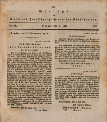 Amts- und Intelligenzblatt des Königlich Bayerischen Rheinkreises (Königlich bayerisches Amts- und Intelligenzblatt für die Pfalz) Freitag 8. Juli 1831