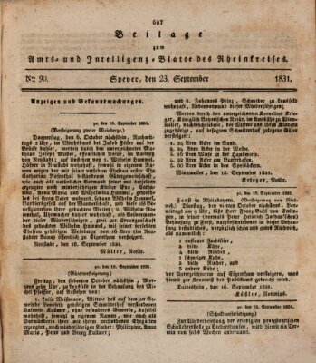 Amts- und Intelligenzblatt des Königlich Bayerischen Rheinkreises (Königlich bayerisches Amts- und Intelligenzblatt für die Pfalz) Freitag 23. September 1831