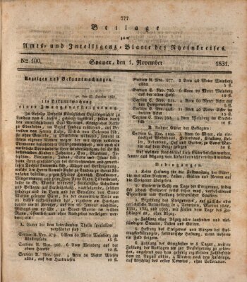 Amts- und Intelligenzblatt des Königlich Bayerischen Rheinkreises (Königlich bayerisches Amts- und Intelligenzblatt für die Pfalz) Dienstag 1. November 1831