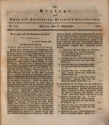 Amts- und Intelligenzblatt des Königlich Bayerischen Rheinkreises (Königlich bayerisches Amts- und Intelligenzblatt für die Pfalz) Donnerstag 24. November 1831