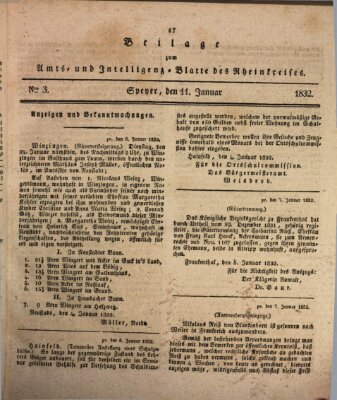 Amts- und Intelligenzblatt des Königlich Bayerischen Rheinkreises (Königlich bayerisches Amts- und Intelligenzblatt für die Pfalz) Mittwoch 11. Januar 1832