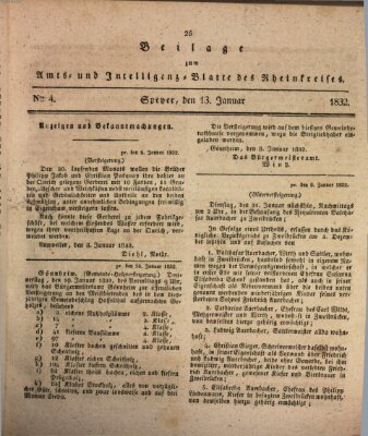 Amts- und Intelligenzblatt des Königlich Bayerischen Rheinkreises (Königlich bayerisches Amts- und Intelligenzblatt für die Pfalz) Freitag 13. Januar 1832