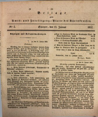 Amts- und Intelligenzblatt des Königlich Bayerischen Rheinkreises (Königlich bayerisches Amts- und Intelligenzblatt für die Pfalz) Mittwoch 18. Januar 1832