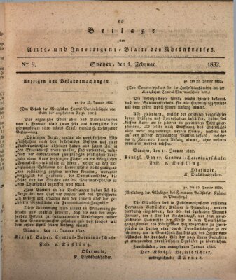 Amts- und Intelligenzblatt des Königlich Bayerischen Rheinkreises (Königlich bayerisches Amts- und Intelligenzblatt für die Pfalz) Mittwoch 1. Februar 1832