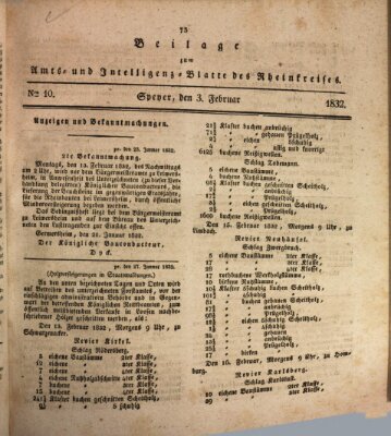 Amts- und Intelligenzblatt des Königlich Bayerischen Rheinkreises (Königlich bayerisches Amts- und Intelligenzblatt für die Pfalz) Freitag 3. Februar 1832