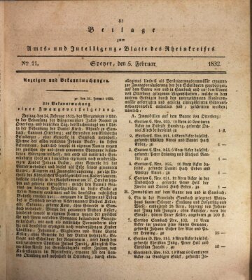 Amts- und Intelligenzblatt des Königlich Bayerischen Rheinkreises (Königlich bayerisches Amts- und Intelligenzblatt für die Pfalz) Sonntag 5. Februar 1832