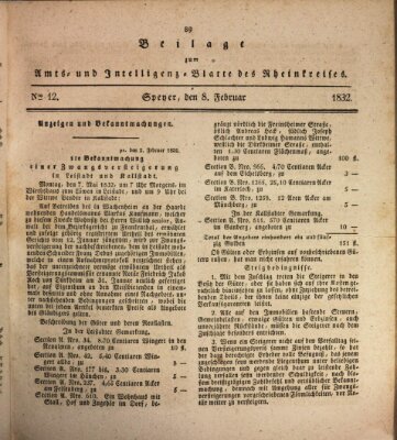 Amts- und Intelligenzblatt des Königlich Bayerischen Rheinkreises (Königlich bayerisches Amts- und Intelligenzblatt für die Pfalz) Mittwoch 8. Februar 1832