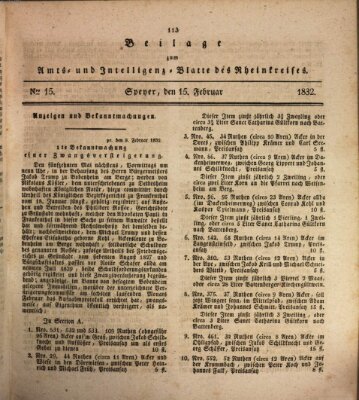 Amts- und Intelligenzblatt des Königlich Bayerischen Rheinkreises (Königlich bayerisches Amts- und Intelligenzblatt für die Pfalz) Mittwoch 15. Februar 1832