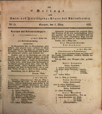 Amts- und Intelligenzblatt des Königlich Bayerischen Rheinkreises (Königlich bayerisches Amts- und Intelligenzblatt für die Pfalz) Freitag 9. März 1832