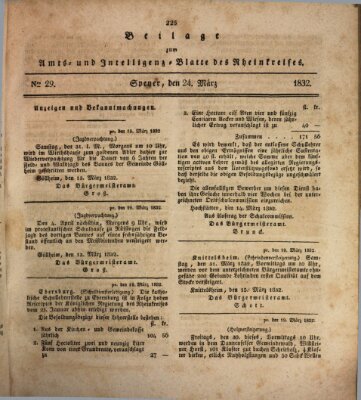 Amts- und Intelligenzblatt des Königlich Bayerischen Rheinkreises (Königlich bayerisches Amts- und Intelligenzblatt für die Pfalz) Samstag 24. März 1832