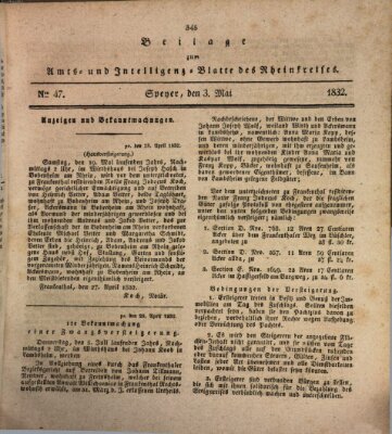 Amts- und Intelligenzblatt des Königlich Bayerischen Rheinkreises (Königlich bayerisches Amts- und Intelligenzblatt für die Pfalz) Donnerstag 3. Mai 1832