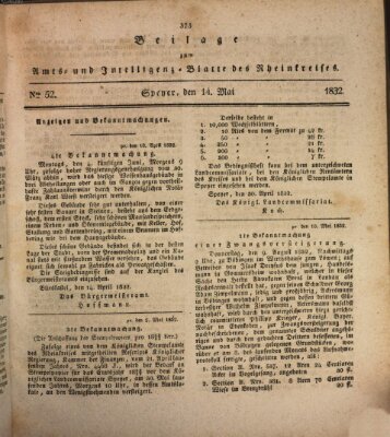 Amts- und Intelligenzblatt des Königlich Bayerischen Rheinkreises (Königlich bayerisches Amts- und Intelligenzblatt für die Pfalz) Montag 14. Mai 1832