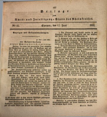 Amts- und Intelligenzblatt des Königlich Bayerischen Rheinkreises (Königlich bayerisches Amts- und Intelligenzblatt für die Pfalz) Dienstag 12. Juni 1832