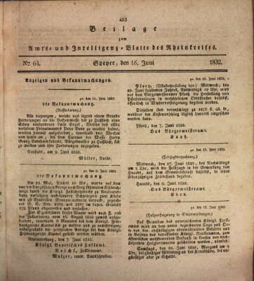 Amts- und Intelligenzblatt des Königlich Bayerischen Rheinkreises (Königlich bayerisches Amts- und Intelligenzblatt für die Pfalz) Samstag 16. Juni 1832