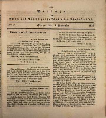 Amts- und Intelligenzblatt des Königlich Bayerischen Rheinkreises (Königlich bayerisches Amts- und Intelligenzblatt für die Pfalz) Donnerstag 13. September 1832