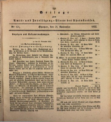 Amts- und Intelligenzblatt des Königlich Bayerischen Rheinkreises (Königlich bayerisches Amts- und Intelligenzblatt für die Pfalz) Mittwoch 28. November 1832