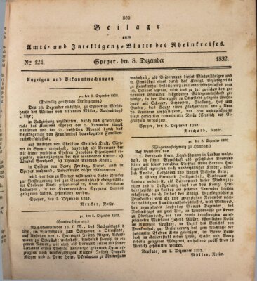 Amts- und Intelligenzblatt des Königlich Bayerischen Rheinkreises (Königlich bayerisches Amts- und Intelligenzblatt für die Pfalz) Samstag 8. Dezember 1832