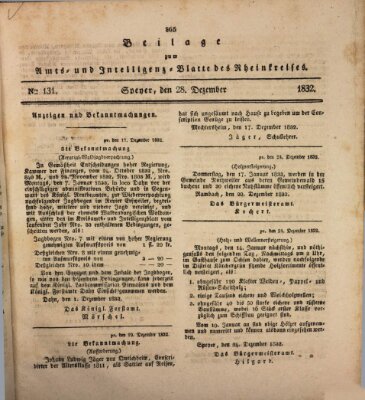 Amts- und Intelligenzblatt des Königlich Bayerischen Rheinkreises (Königlich bayerisches Amts- und Intelligenzblatt für die Pfalz) Freitag 28. Dezember 1832