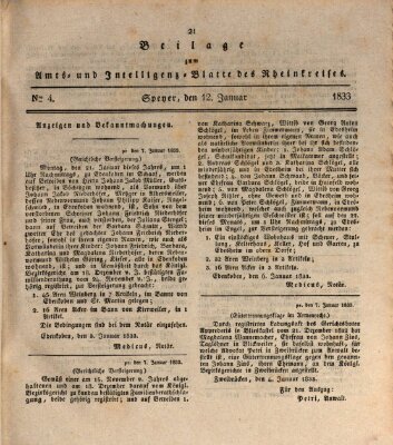 Amts- und Intelligenzblatt des Königlich Bayerischen Rheinkreises (Königlich bayerisches Amts- und Intelligenzblatt für die Pfalz) Samstag 12. Januar 1833