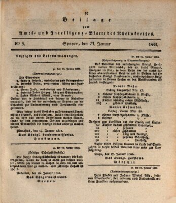 Amts- und Intelligenzblatt des Königlich Bayerischen Rheinkreises (Königlich bayerisches Amts- und Intelligenzblatt für die Pfalz) Mittwoch 23. Januar 1833