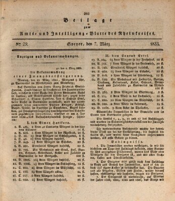 Amts- und Intelligenzblatt des Königlich Bayerischen Rheinkreises (Königlich bayerisches Amts- und Intelligenzblatt für die Pfalz) Donnerstag 7. März 1833