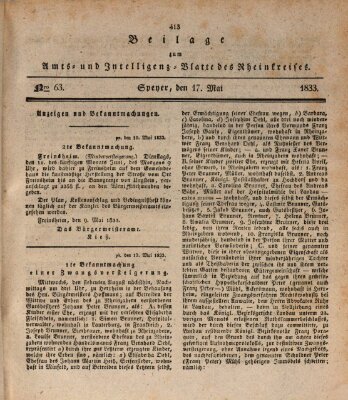 Amts- und Intelligenzblatt des Königlich Bayerischen Rheinkreises (Königlich bayerisches Amts- und Intelligenzblatt für die Pfalz) Freitag 17. Mai 1833