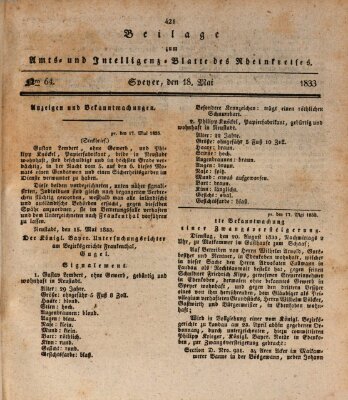 Amts- und Intelligenzblatt des Königlich Bayerischen Rheinkreises (Königlich bayerisches Amts- und Intelligenzblatt für die Pfalz) Samstag 18. Mai 1833