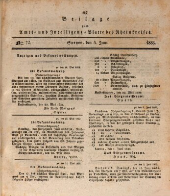 Amts- und Intelligenzblatt des Königlich Bayerischen Rheinkreises (Königlich bayerisches Amts- und Intelligenzblatt für die Pfalz) Mittwoch 5. Juni 1833