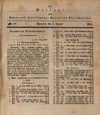 Amts- und Intelligenzblatt des Königlich Bayerischen Rheinkreises (Königlich bayerisches Amts- und Intelligenzblatt für die Pfalz) Montag 5. August 1833