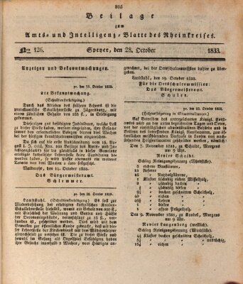 Amts- und Intelligenzblatt des Königlich Bayerischen Rheinkreises (Königlich bayerisches Amts- und Intelligenzblatt für die Pfalz) Montag 28. Oktober 1833