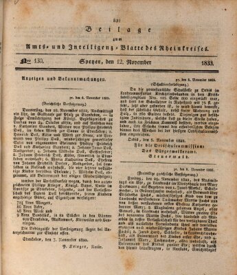 Amts- und Intelligenzblatt des Königlich Bayerischen Rheinkreises (Königlich bayerisches Amts- und Intelligenzblatt für die Pfalz) Dienstag 12. November 1833