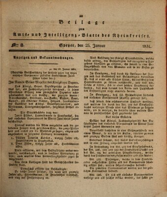 Amts- und Intelligenzblatt des Königlich Bayerischen Rheinkreises (Königlich bayerisches Amts- und Intelligenzblatt für die Pfalz) Samstag 25. Januar 1834