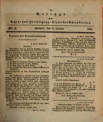 Amts- und Intelligenzblatt des Königlich Bayerischen Rheinkreises (Königlich bayerisches Amts- und Intelligenzblatt für die Pfalz) Mittwoch 29. Januar 1834