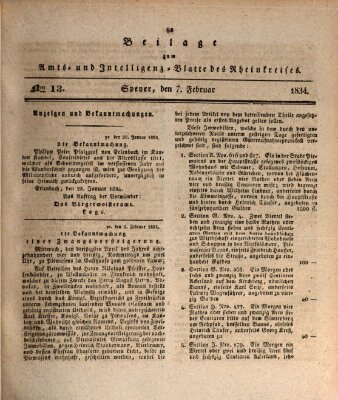 Amts- und Intelligenzblatt des Königlich Bayerischen Rheinkreises (Königlich bayerisches Amts- und Intelligenzblatt für die Pfalz) Freitag 7. Februar 1834